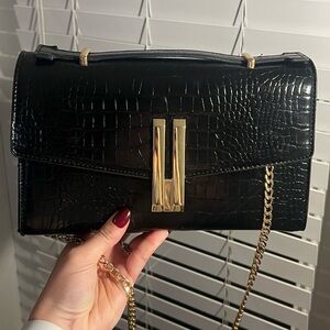 LIKE NEW Black Satchel with Gold Chain